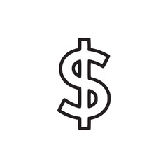 Vector art of dollar sign minimalist vector illustration of currency symbol in outline style icon for money, finance, payment, and business useful for economic and financial themes