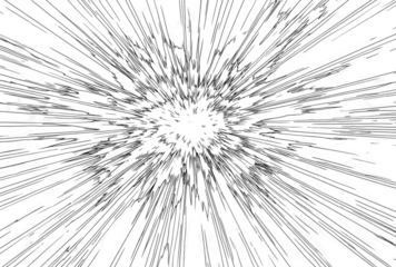 Abstract radial burst effect, black and white.  A central white area explodes outward with radiating black lines