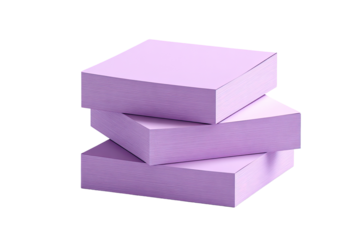 Three stacks of light purple sticky notes