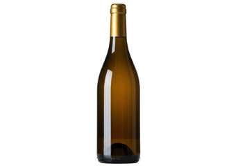 Isolated wine bottle still life, empty with golden wrapping, ready for branding and product shot