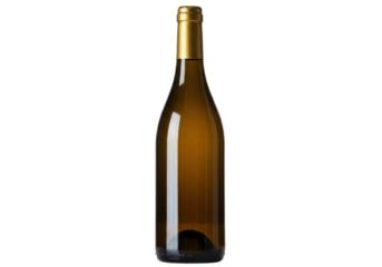 Isolated wine bottle still life, empty with golden wrapping, ready for branding and product shot