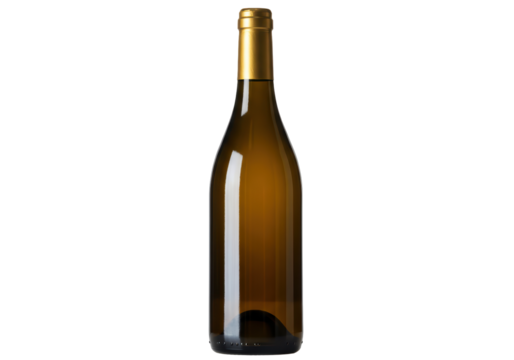 Isolated wine bottle still life, empty with golden wrapping, ready for branding and product shot