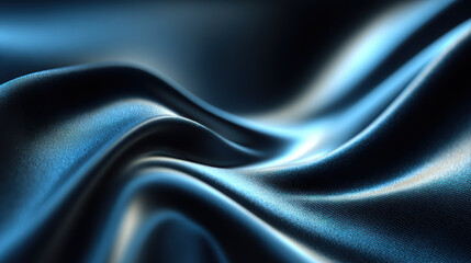 Obraz premium Luxurious blue satin fabric with elegant waves and subtle light reflections creating a smooth and effortlessly flowing texture