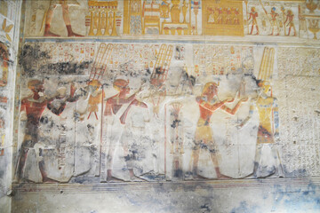 Interior of The Temple of Seti I  known as the Great Temple of Abydos , Egypt