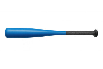Fototapeta premium Baseball bat with blue body, black handle grip, photographed in studio setting against clean transparent background