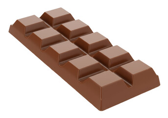 Isolated block of milk chocolate with sections, sweet confection, sweet treat concept