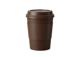 Isolated coffee cup with brown lid and holder for hot beverage for take away drinks