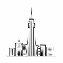 Obraz premium Freedom Tower clear vision simple black line art on white background