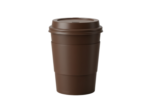 Isolated coffee cup with brown lid and holder for hot beverage for take away drinks