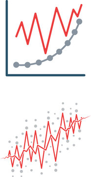 Red Overfitted Model Line on Grey Scatter Graph