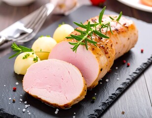 Roasted tenderloin with small potatoes