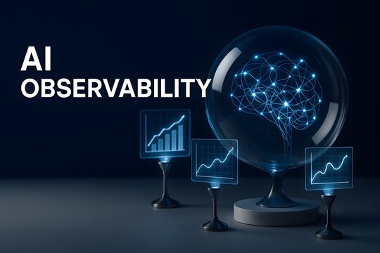 Conceptual illustration of system observability in software engineering for a technical blog