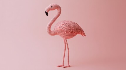 Fototapeta premium flamingo made of crochet generative ai
