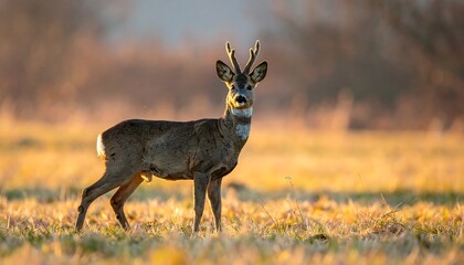 Roe deer in golden field light