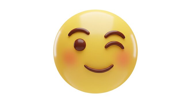 Playful winking emoji face with rosy cheeks conveys a fun, flirty, or cheeky mood for communication.