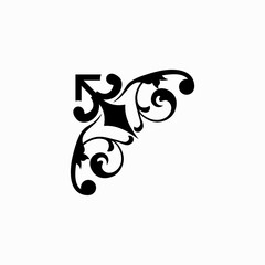 Naklejka premium Elegant black floral swirl corner design vector element template
