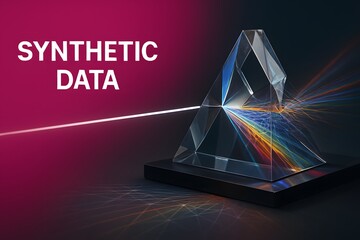 Conceptual art of synthetic data generation for training AI and machine learning models