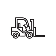 Vector art of simple line drawing of a forklift this minimalist illustration features a stylized forklift with clean lines, perfect for icons, logos, or design elements needing a touch of industry and