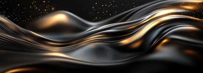 Obraz premium Fluid metallic waves create an iridescent display, capturing light in a mesmerizing dance of colors and textures