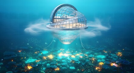 Underwater house ocean home sea architecture glass building future living aquatic habitat design