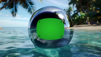 Chroma Key Sphere Beach Scene. - Powered by Adobe