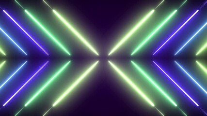 Dynamic neon triangles creating a symmetrical and captivating visual experience