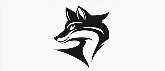 Stylized fox head vector illustration black and white minimalist design