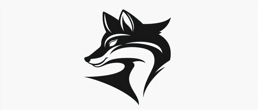 Stylized fox head vector illustration black and white minimalist design