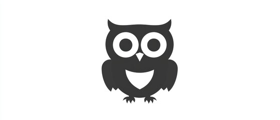 Obraz premium Simple owl illustration minimalist gray bird design vector graphic
