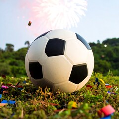 Soccer ball in a celebratory setting