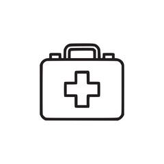 Vector art of first aid kit icon simple line drawing of a medical bag with a cross symbol of emergency care, health supplies, and medical assistance for web and print design