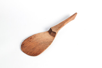 Wooden rice cooker ladle isolated on white background