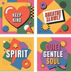 Colorful Pop Art Social Media Post Design with Motivational Quotes