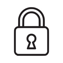 Illustration of a black outline padlock, symbolizing security, privacy, and protection in a simple and modern design, perfect for websites and applications