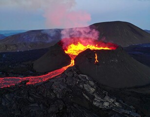 Volcanic eruption from above