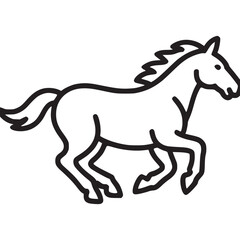 Illustration of a horse the horse is depicted in a dynamic, running pose, with a flowing mane and tail, showcasing its strength and grace in a simple, minimalist style