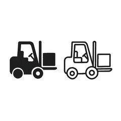 Naklejka premium Forklift Icon for Logistics Industrial Equipment and Warehouse Shipment Handling in Minimalist Design