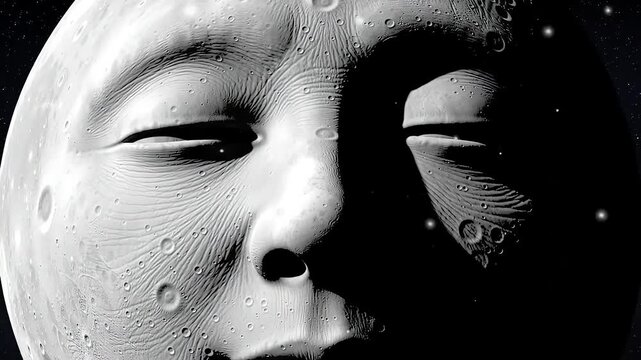 Serene Moon Face with Space, and Night.