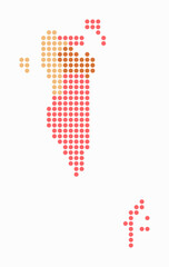 Bahrain dotted map. Digital style map of the country on white background. Bahrain shape with circle dots. Colored dots style. Large size circles. Abstract vector illustration.