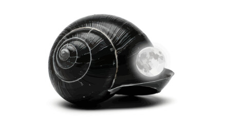 Dreamlike fusion snail shell reflecting a luminous moon celestial body fantasy