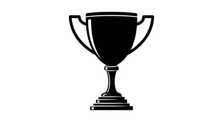 Elegant black and white trophy icon signifying victory and achievement in contests