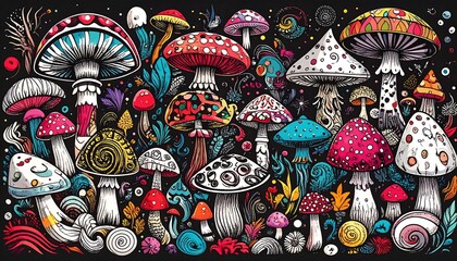 Psychedelic mushroom illustration