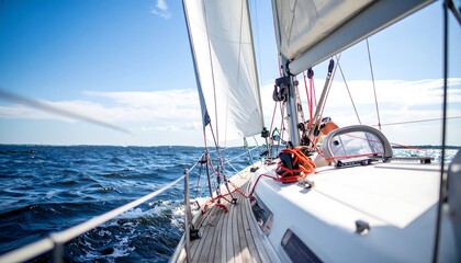 Fototapeta premium Sailing yacht deck on a sunny day
