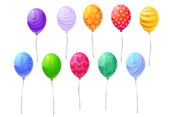 Naklejka premium Balloons Party Colorful Gradient Set Vector Illustration