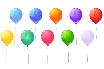 Obraz premium Party Balloons Colorful Glossy Set Vector Illustration