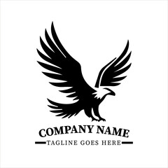 Obraz premium Majestic Eagle Vector Silhouette, Minimalist Black and White Bird of Prey Logo Design, Powerful Hawk Illustration, Patriotic Freedom Symbol, Elegant Animal Artwork, Modern Graphic Eagle Mascot