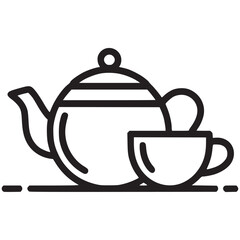 Vector art of teapot and cup illustration perfect for tea room menus, beverage promotions, or illustrating tea time, this simple yet elegant design captures the essence of a soothing hot drink