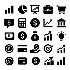 Finance and Business Icon Set – Modern Vector
