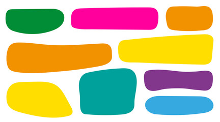 Obraz premium Hand-drawn organic rectangle frames and abstract doodle liquid shapes. Irregular fluid blobs and bubbles as empty text boxes. Minimal vector design isolated on white background.