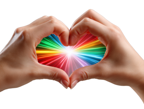 hands holding colorful heart
